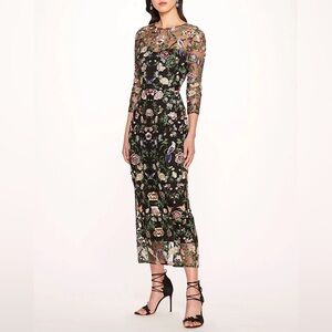 black embroidered long dress BLACK LONG SLEEVE STONE EMBELLISHED SHOULDER DRESS | CULT MIA main image 1